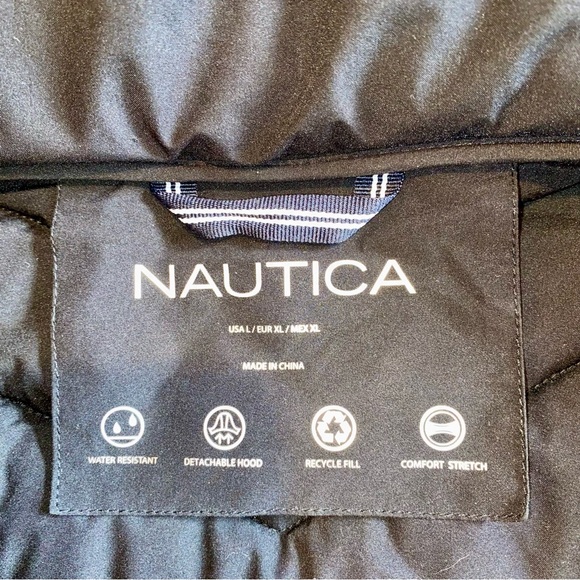 Nautica Black Quilted Hooded Jacket - Picture 4 of 10